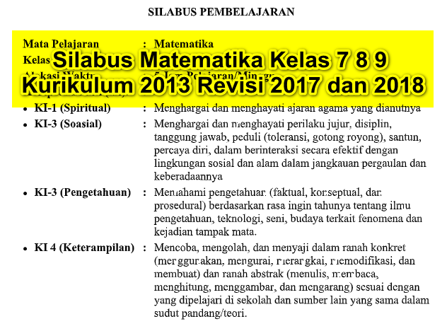 silabus matematika smp kelas 7 kurikulum 2013 terbaru silabus matematika smp kelas 7 kurikulum 2013 terbaru