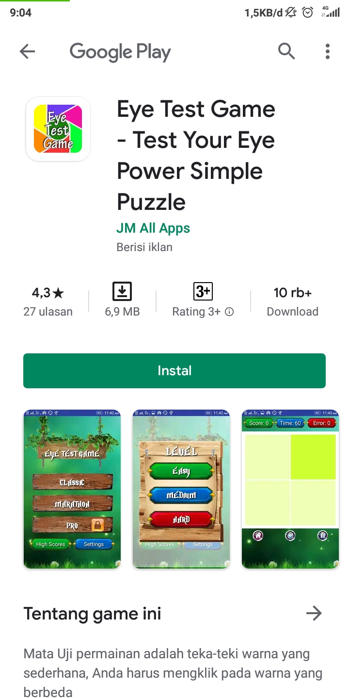 Aplikasi Eye Test Game Tes Kesehatan Mata Androidkom