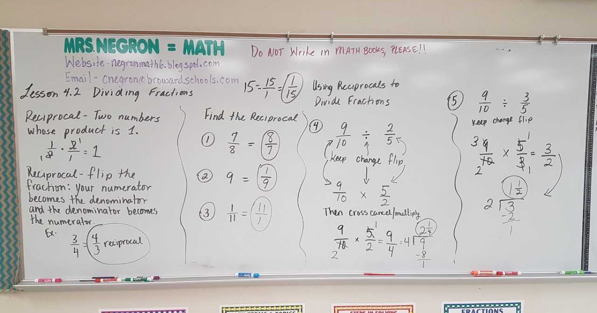 Mrs. Negron 6th Grade Math Class: Lesson 4.2 Dividing Fractions
