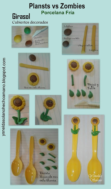 Decoración de cubiertos Plants vs Zombies en porcelana fría Parte 1