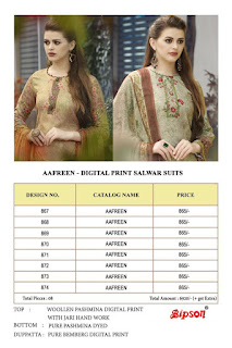 Bipson Aafreen woolen Pashmina  Salwar Suits 