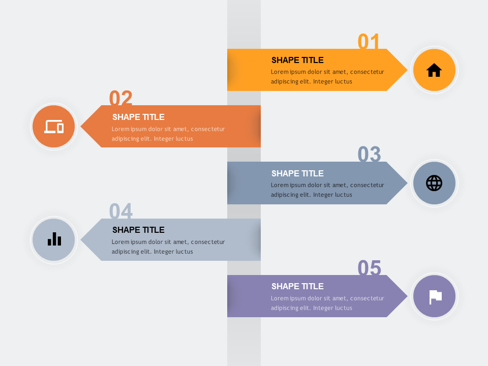 Zigzag Vertical List PowerPoint Templates - PowerPoint Free