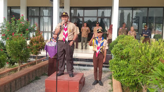 Upacara pelepasan perkemahan gembira di Pangkalan SMAN .1 Rajagaluh Aryakiban Ratugaluh Gudep 14071-14072.