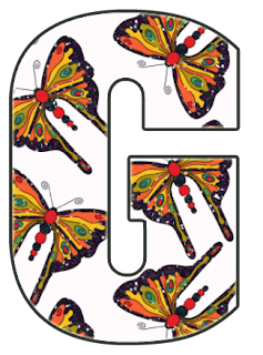 Abecedario con Fondo de Mariposas. Alphabet with Butterfly Background.