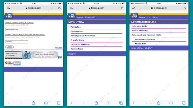 cek mutasi rekening bca via klikbca
