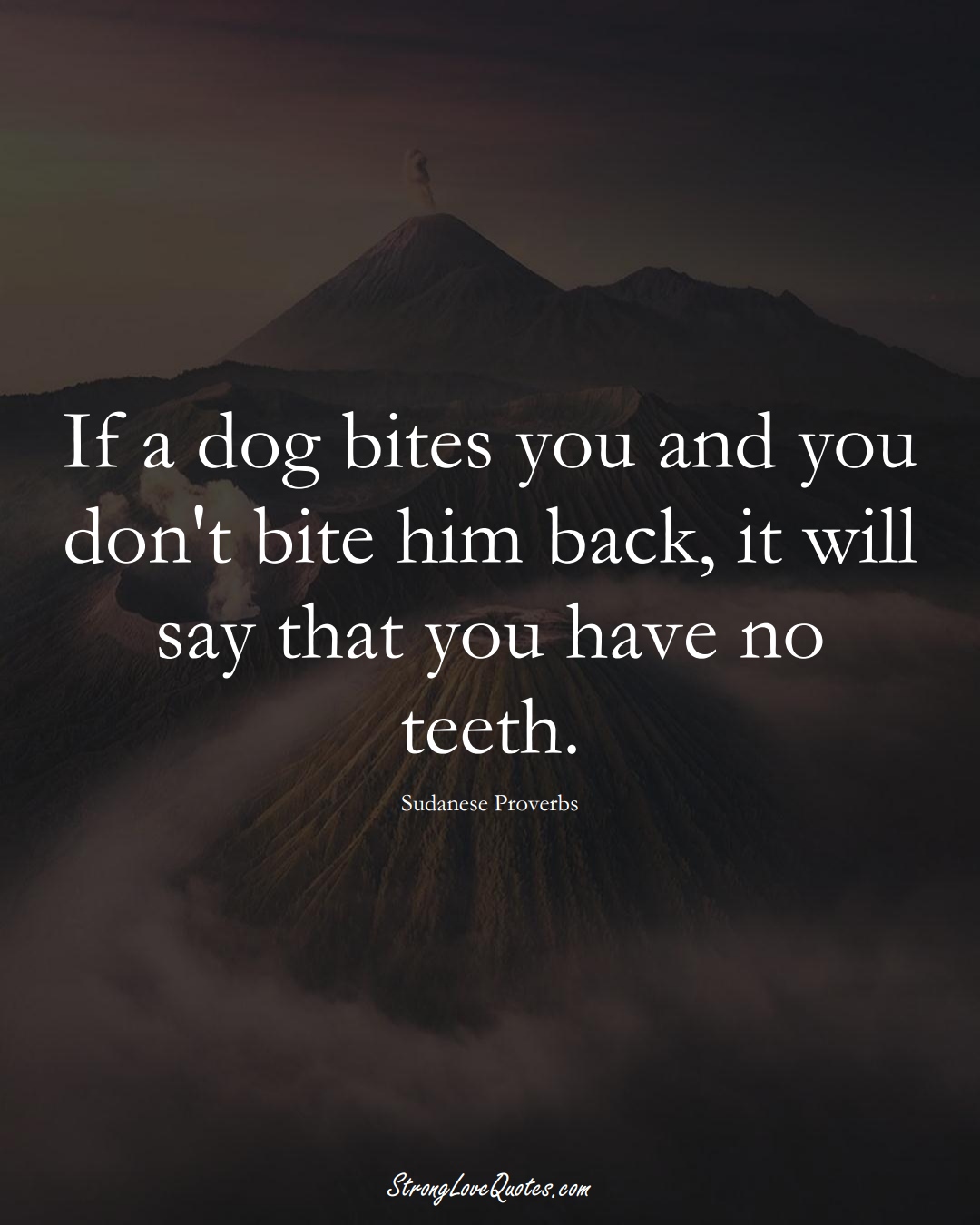If a dog bites you and you don't bite him back, it will say that you have no teeth. (Sudanese Sayings);  #AfricanSayings