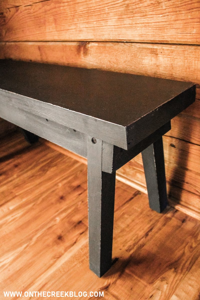 An old bench picked up at a yard sale gets a new painted makeover! | On The Creek Blog