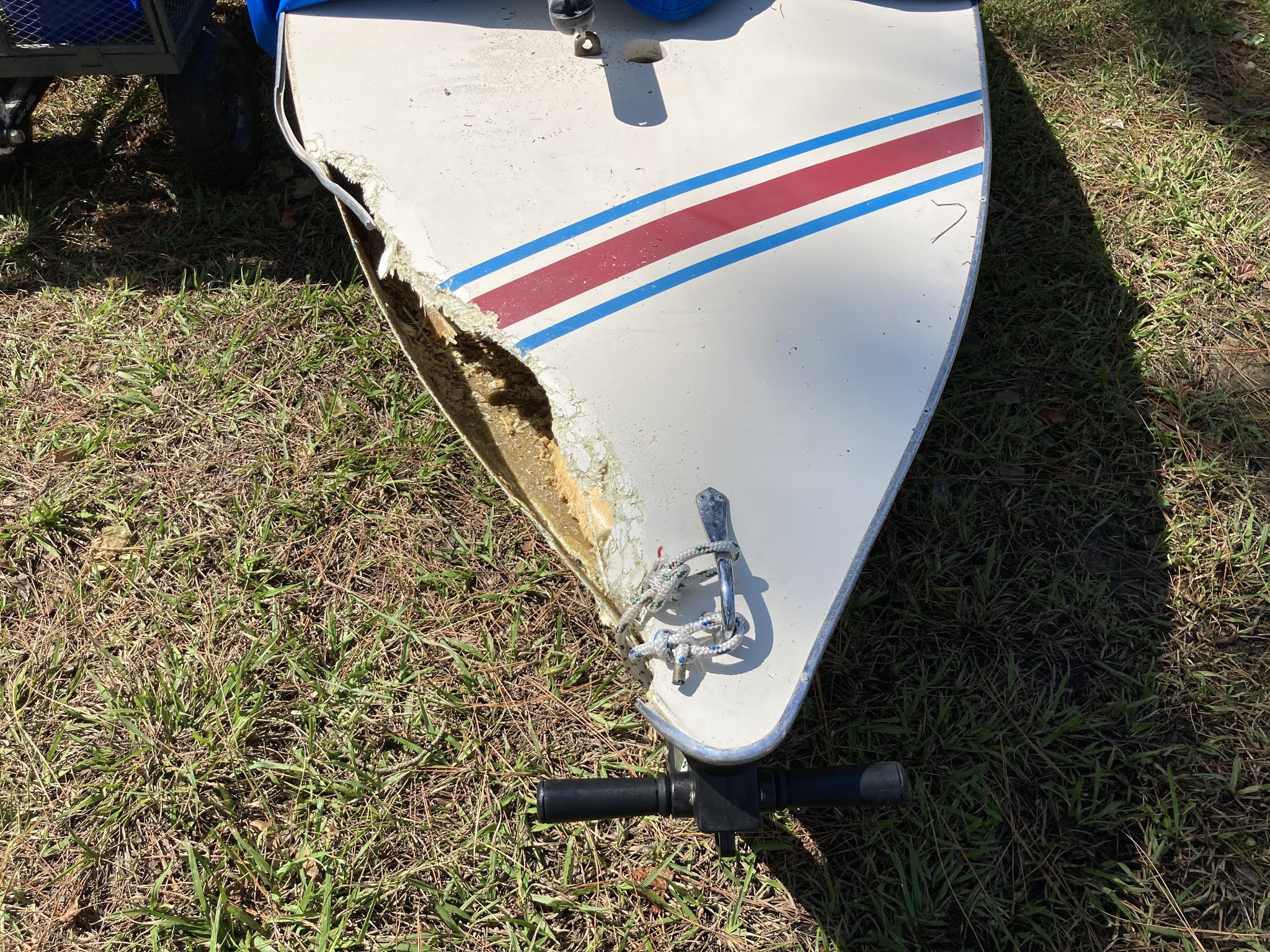 Small Boat Restoration 1982 AMF Sunfish PHOENIX 27 Dec 20 Hull Repair