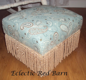 Eclectic Red Barn: Refinished foot stool in paisley fabric