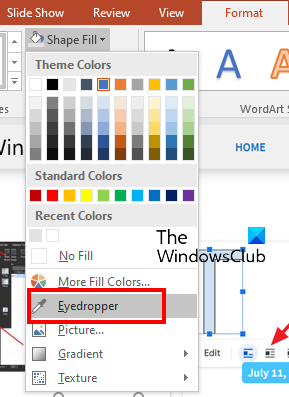 เลือก eyedropper ใน powerpoint