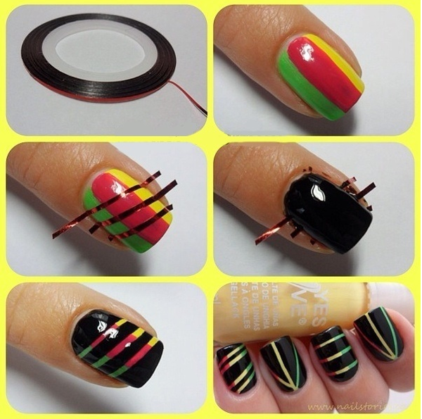 Truco para un diseño de uñas estilo reggae