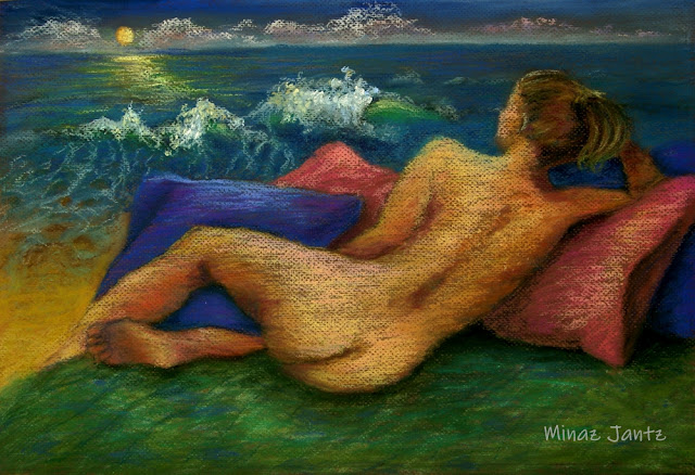 Contemplating Nude by Minaz Jantz (Pastel)