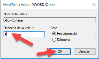 Désactiver Cortana de Windows 10 avec la base de registre Désactiver, arrêter, Cortana, Windows 10, base de registre, regedit, trucs et astuces