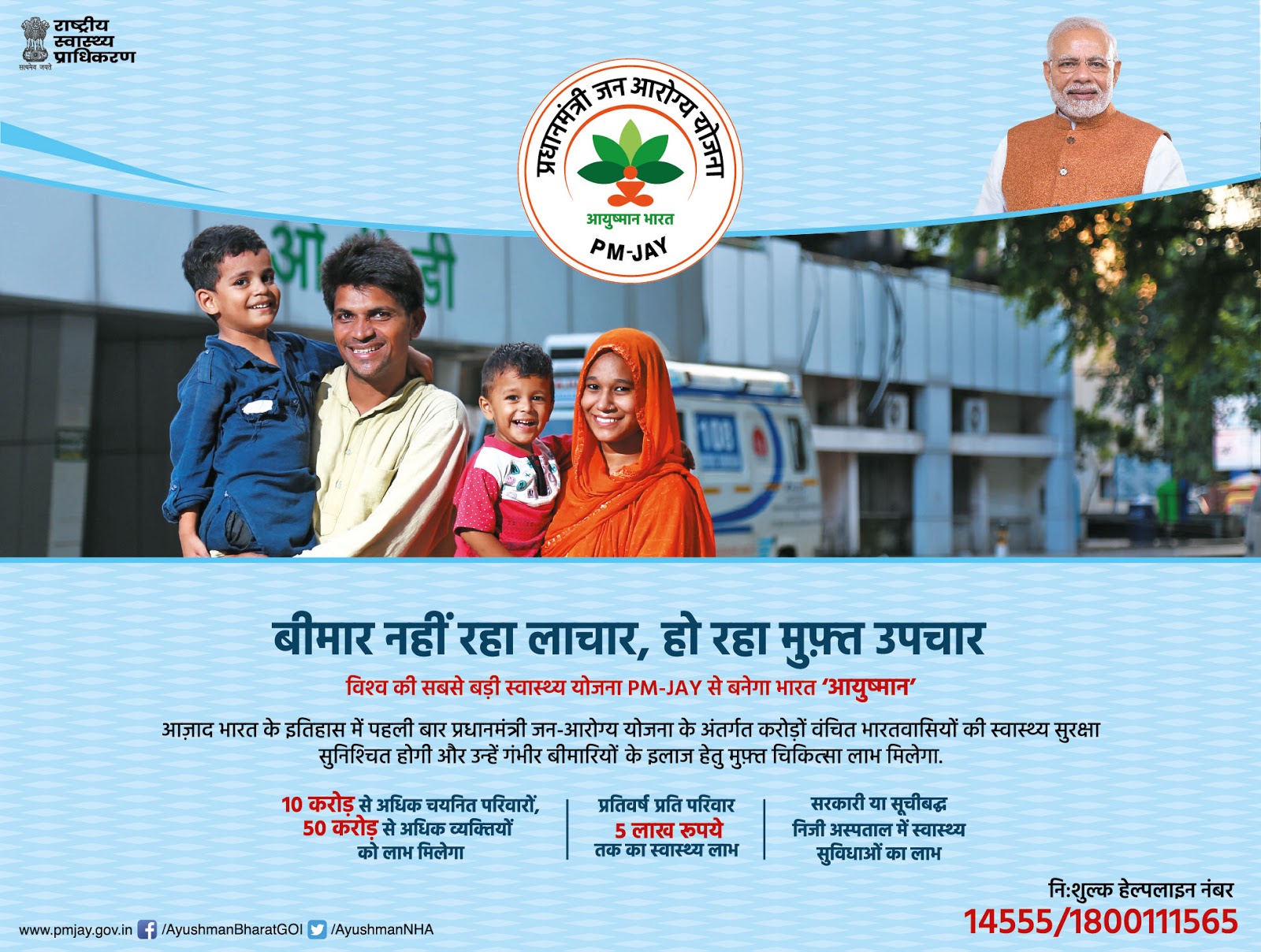 PMJAY - All About Ayushman Bharat Yojana, Eligibility & Application Process  ## Highlights : *PMJAY aims to provide healthcare to 10.74 crore poor  families / *The eligibility is based on the