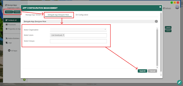 Utilize app designer delegation for IT visibility and governance