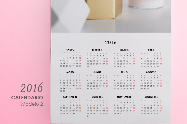 calendario para imprimir 2016 personalizado modelo 2