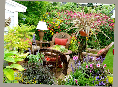 Adorable Home Garden Flower Concrete Patio Ideas For Small Backyard Plus Outdoor Wicker Rattan Furniture Set Patio With Red Cushion Pic 2016