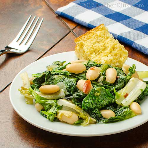 Braised Greens with White Beans