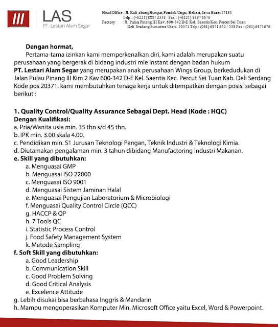 Pt Lestari Alam Segar Las