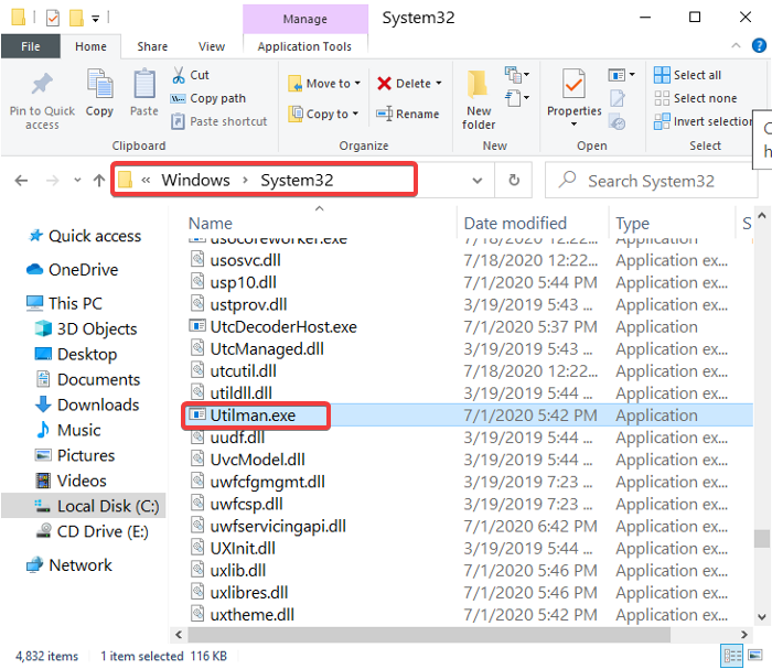 utilman.exe deshabilita el botón de facilidad de acceso