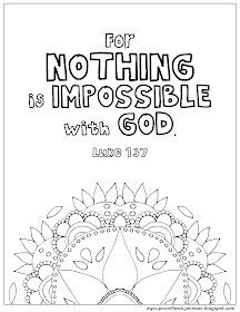 Luke 1:37 coloring page Nothing is impossible with God