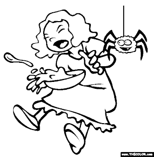 little miss muffet getting scared by a spider