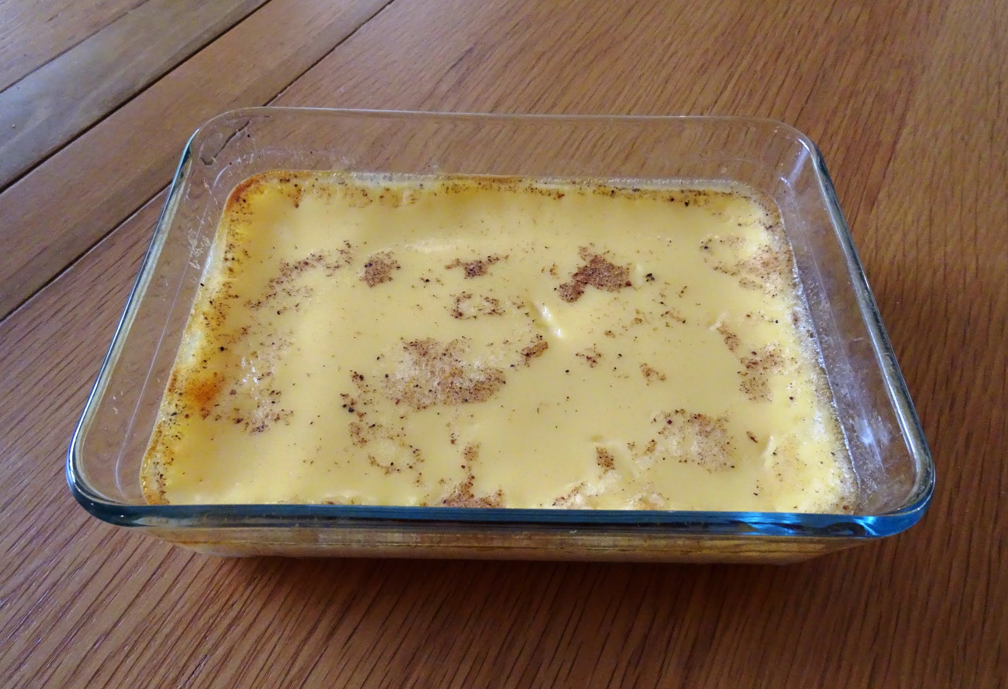A SLICE OF CAKE BAKED EGG CUSTARD