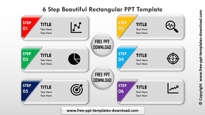 6 Step Beautiful Rectangular PPT Template