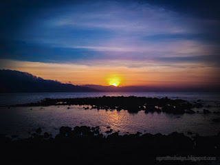 Beautiful Sunset Panorama On Tropical Rocky Fishing Beach In The Evening At Umeanyar Village North Bali Indonesia