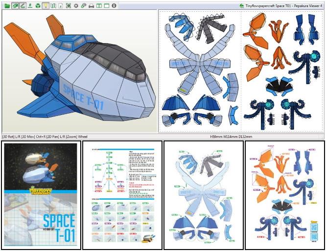 PAPERMAU Space T01 Spaceship Paper Model by Tinyflovv Papercraft