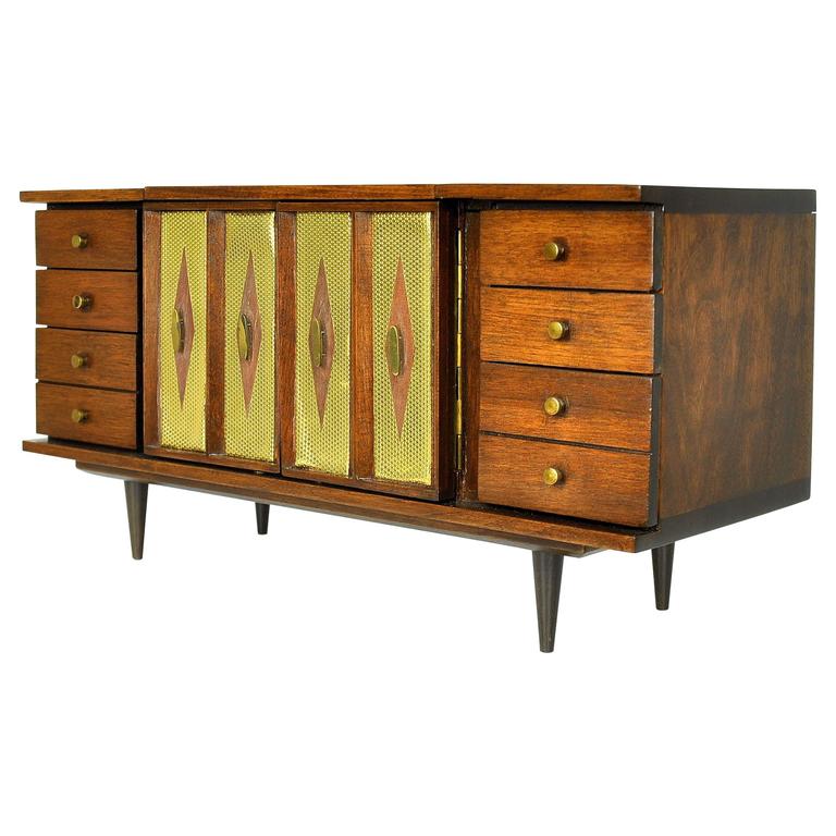 SELECT MODERN Miniature MidCentury Modern Dresser Jewelry Music Box