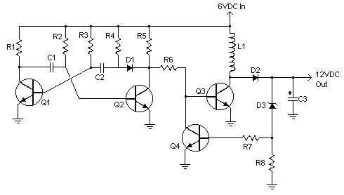 6V DC to 12 V DC inverter circuit schematic diagram