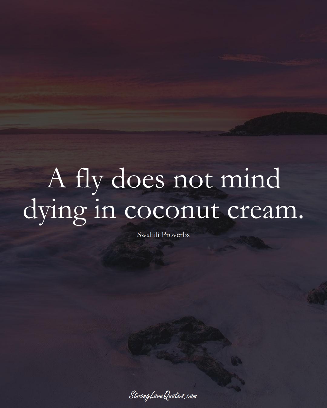A fly does not mind dying in coconut cream. (Swahili Sayings);  #aVarietyofCulturesSayings