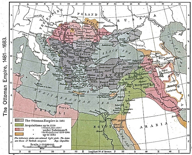 Османская империя в 1481–1683 годах.  Карта Уильяма Шеперда. 1923 год © University of Texas Libraries