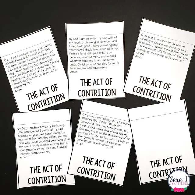 Different options for the act of contrition make this lapbook customizable to your needs.
