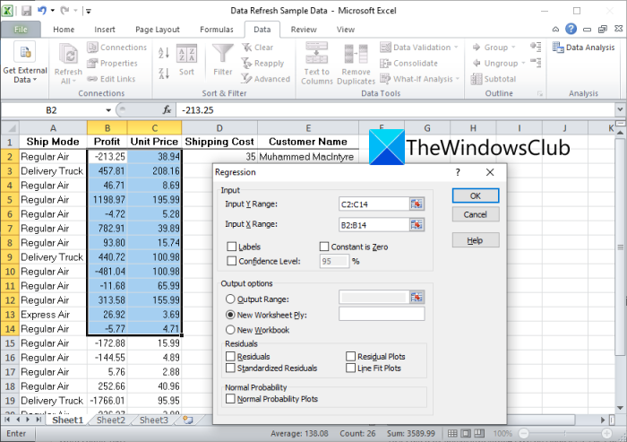 Comment effectuer une analyse de régression dans Windows