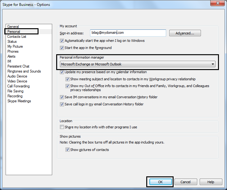 lync 2016 no call forwarding options