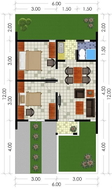 5 Denah Rumah Minimalis Modern Type 36 Terbaru 2022 