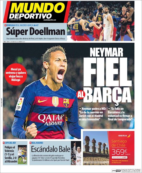 FC Barcelona, Mundo Deportivo: "Neymar fial al Barça"