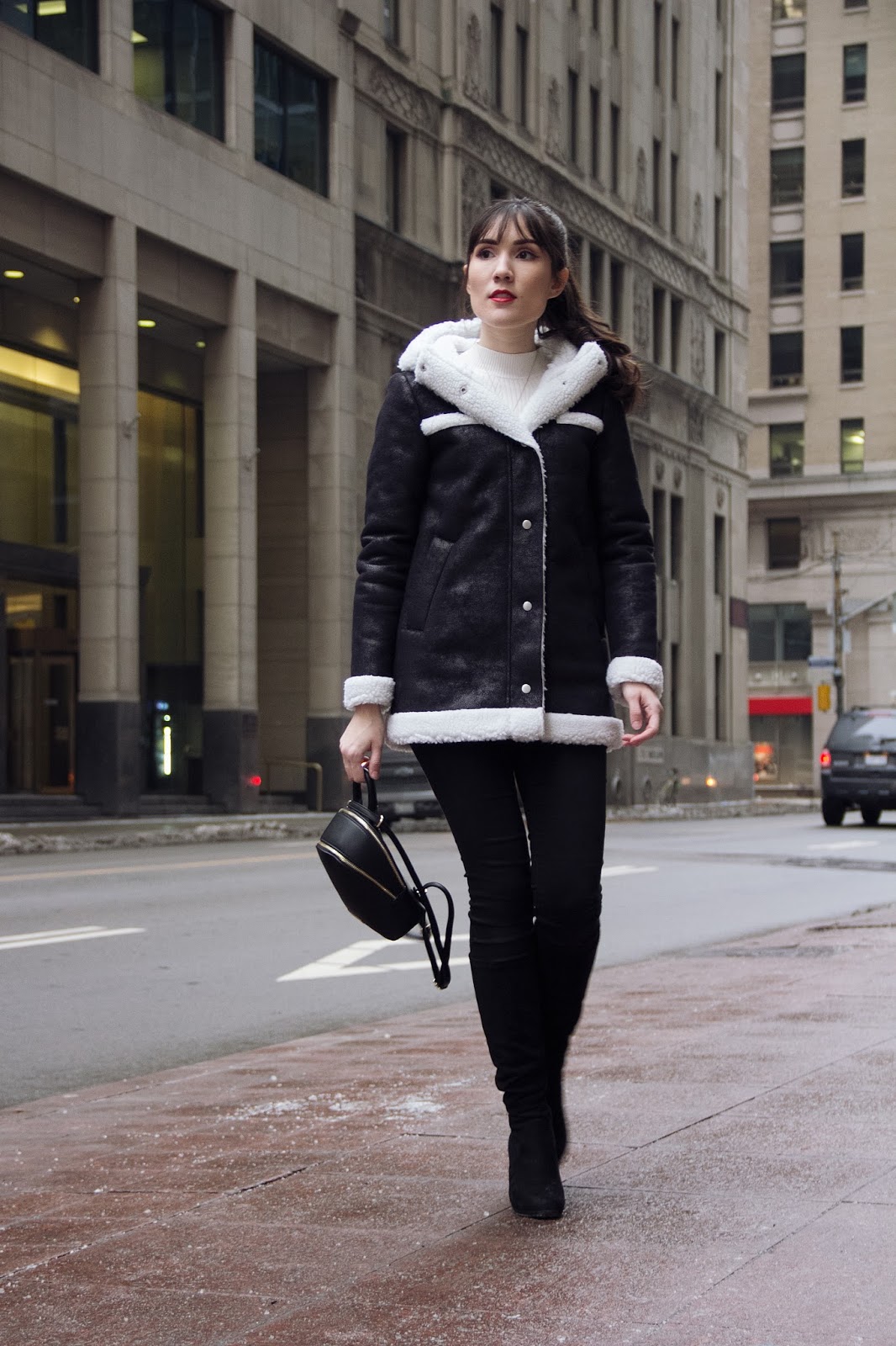 Black and White Shearling Coat Carolina Pinglo