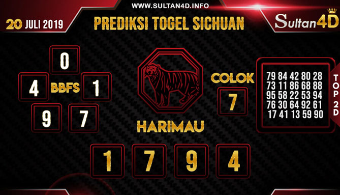 PREDIKSI TOGEL SICHUAN SULTAN4D 20 JULI 2019