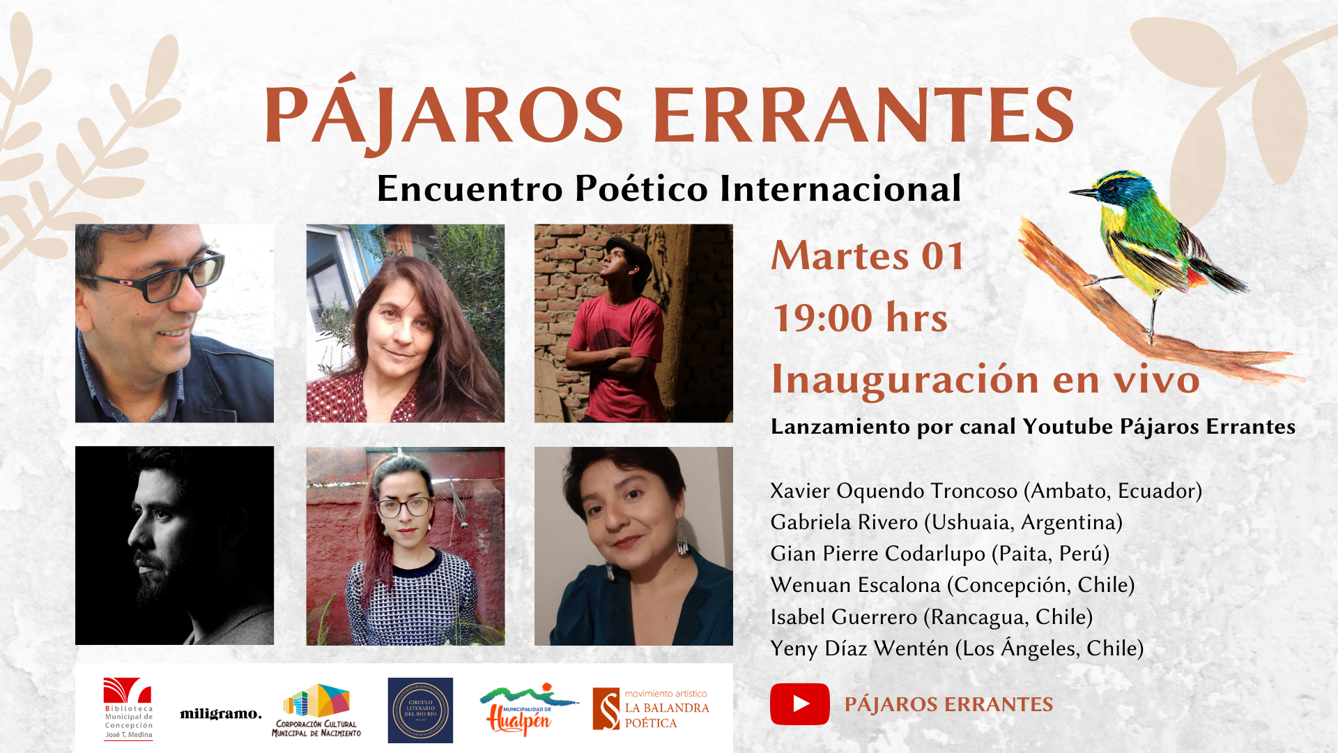 Inauguración en Vivo Xavier Oquendo, Gabriela Rivero, Gian Pierre Codarlupo, Wenuan Escalona, Isabel Guerrero, Yeny Díaz Wentén.