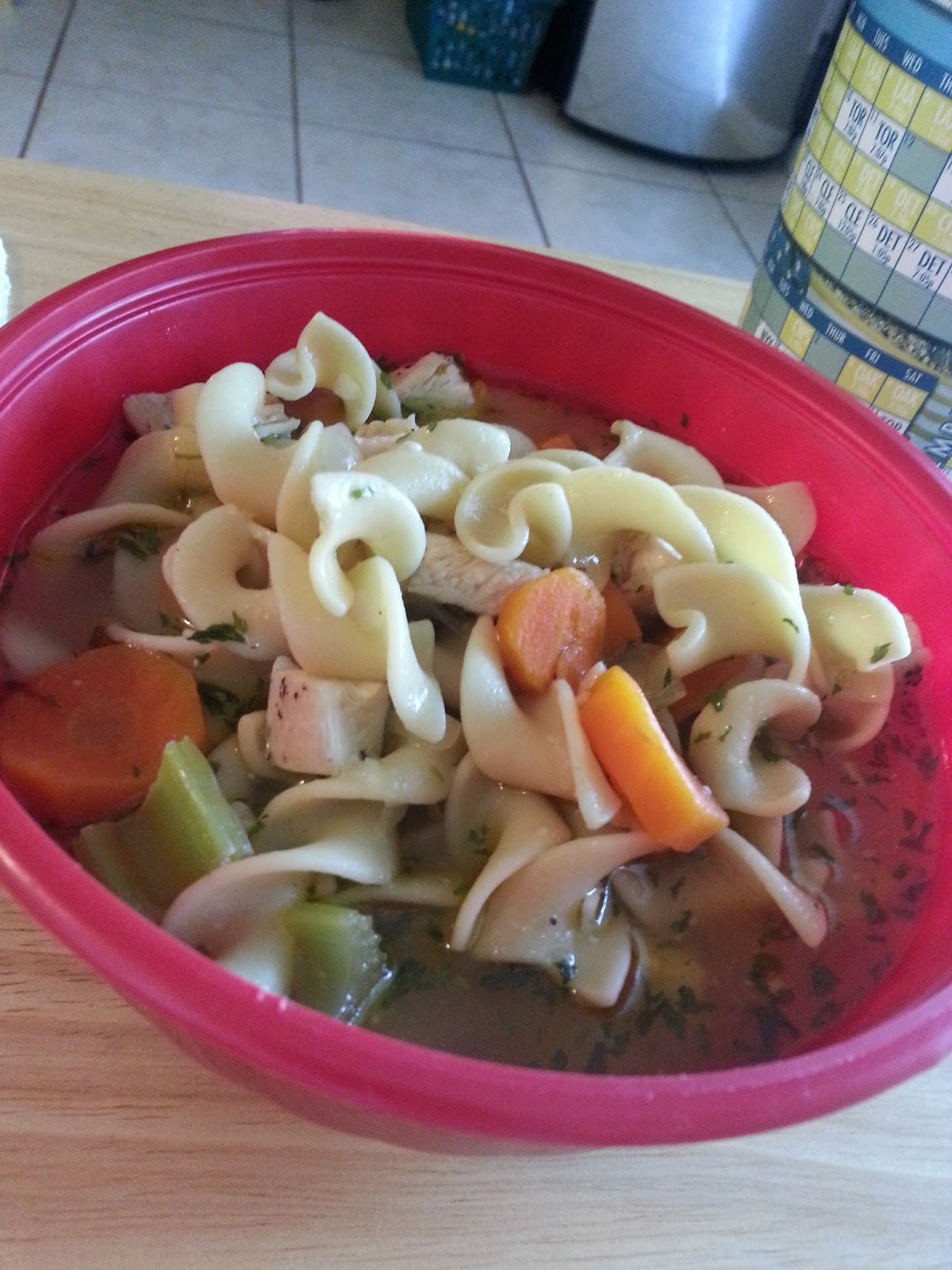 A Typical Thursday Chicken Noodle Soup...with a soda on the side.