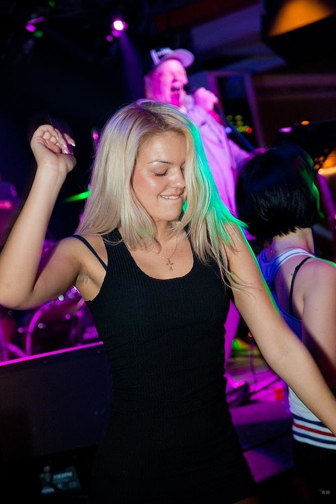 Sexy Woman Dancing On Rock Music Party To Night
