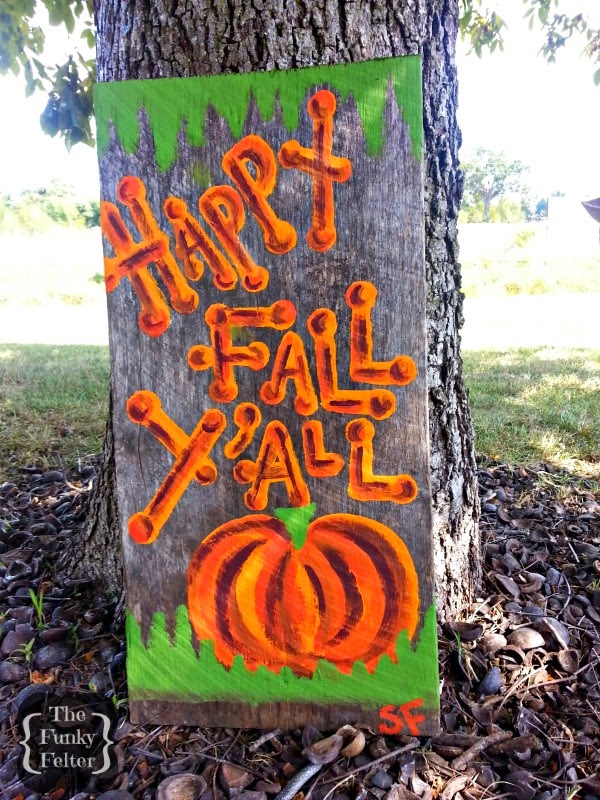 The Funky Felter Handmade Happy Fall Y'all Weathered Wood Sign