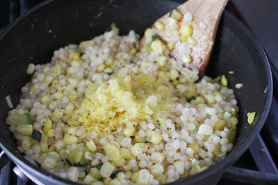 Zucchini and corn with lemon zest and juice
