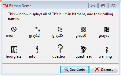 Py In My Eye: Tkinter Built-in Bitmap Demo