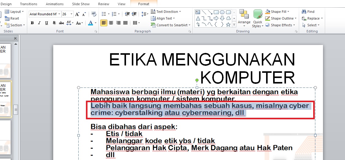 Mengatur Indentasi Paragraf Pada Powerpoint Teknologi Informasi