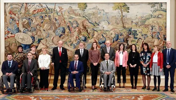 Queen Letizia firstly received representatives of Royal Academy of Engineering of Spain and ASPAYM Castilla Foundation at Zarzuela Palace