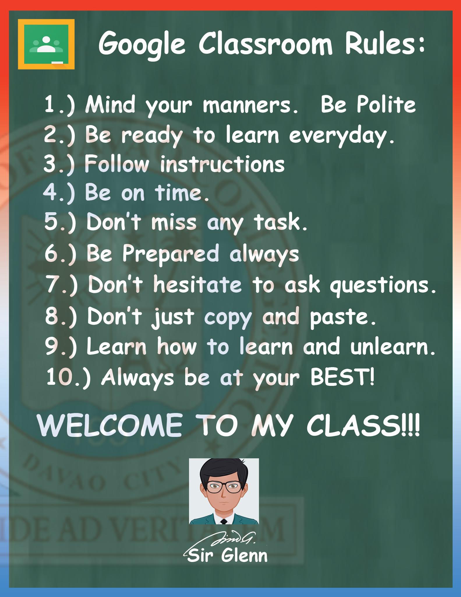 SCIENCE 8 GOOGLE CLASSROOM RULES